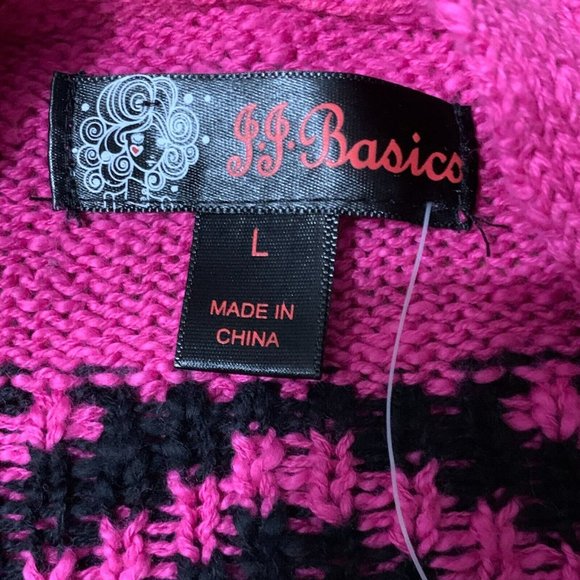 NWT JJ Basics Pink Cardigan Sweater Dress Jacket Cotton Open Front Large - Picture 5 of 9